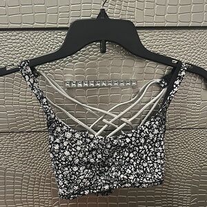 Lululemon Athletica Black and White Crop Tank Top